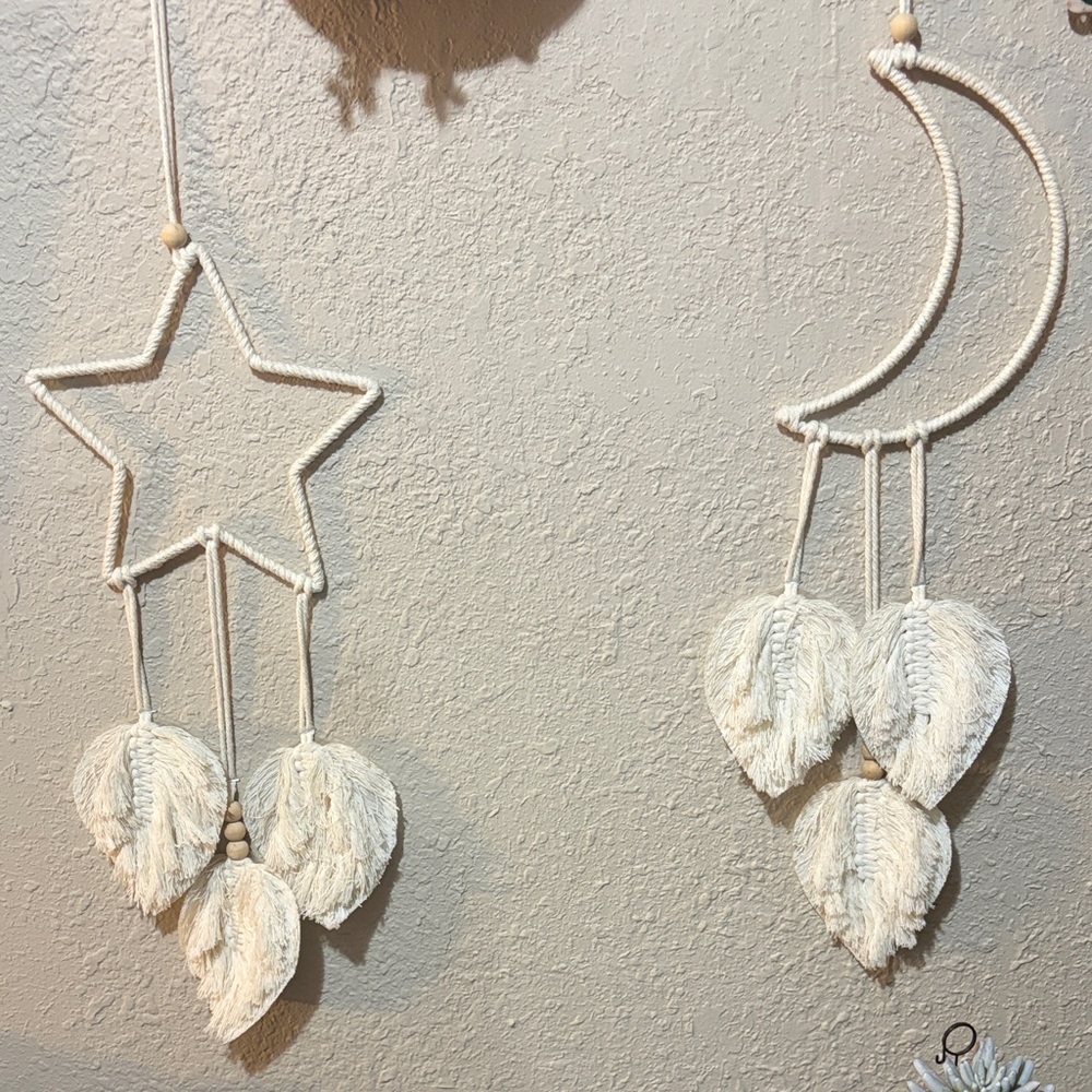 White Star and Moon Wall Hanging Decor